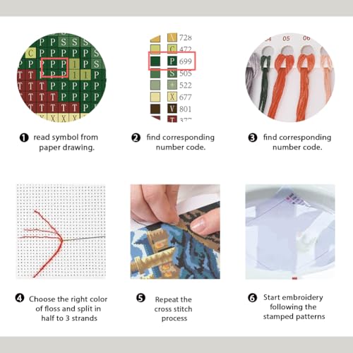 Image of FREEBLOSS DIY Cross Stitch Wall Painting Castle Pattern Cross Stitch Kit Home Wall Decor 11CT Cross Stitch Starter Kit with Instruction Stamped Cross Stitch Counted Kit for Beginners, 28 * 38cm
