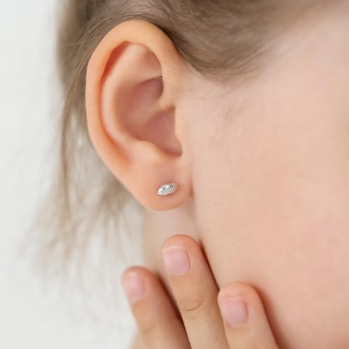 925 Sterling Silver Polished Football Safety Screw Back Earrings For Little Girls & Preteens - Children's Sports Fan Jewelry For Football Games - Small Football Girls Earrings3