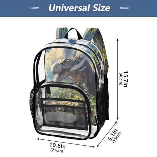 ALAZA Dinosaur Tree Leaf Cloud Clear Backpack PVC Transparent Bookbag Heavy Duty for Student Boy Girl Kids Adult School Travel Work4