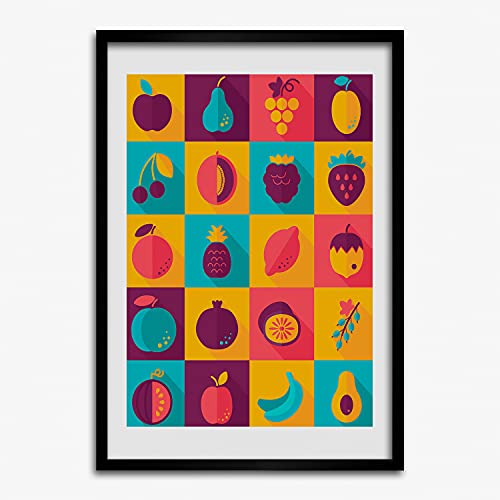 Cadre MDF 50x70 cm Tulup avec affiche de fruits pour décoration murale cuisine