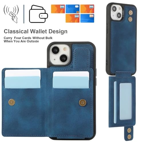 Étui portefeuille iPhone 15 Pro Max bleu avec support vidéo porte-carte - 3