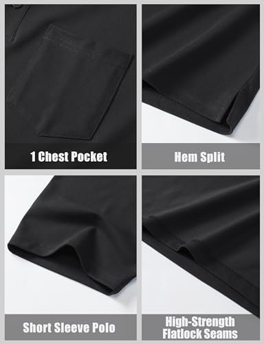 MAGCOMSEN Mens Polo Shirts Short Sleeve Cotton Pique Golf Shirts with Pocket Casual Performance Moisture Wicking Polos 6