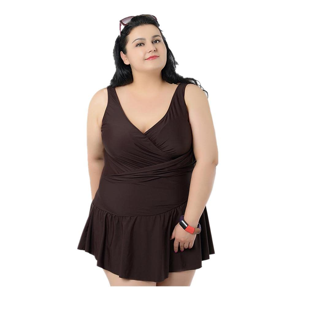 Plus Size Women Skirt One-Piece Swimsuit Beach Wear 4XL