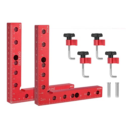 Präzisions 90 Grad Winkelspanner, 90 Grad Metall Winkel Spanner, Holzbearbeitung 90 Grad Winkelklemme, Carpenter 90 Grad Eckenspanner für Klemme Holz, Bilderrahmen, Möbel,16 X 16 cm, rot Cover