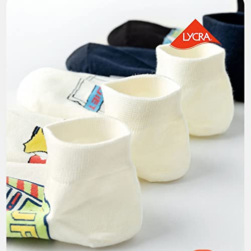 Sisyofay Ankle Socks Women's Thin Athletic Running Low Cut No Show Socks Cute Cartoon Liner Socks 5 Pairs #TOP5