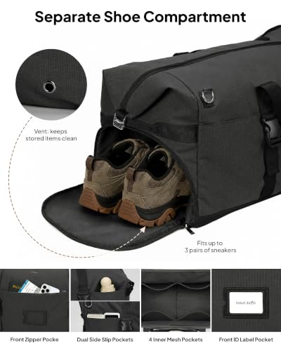 TOPEAST Foldable Large Duffle Bag for Travel with Shoes Compartment — view 4