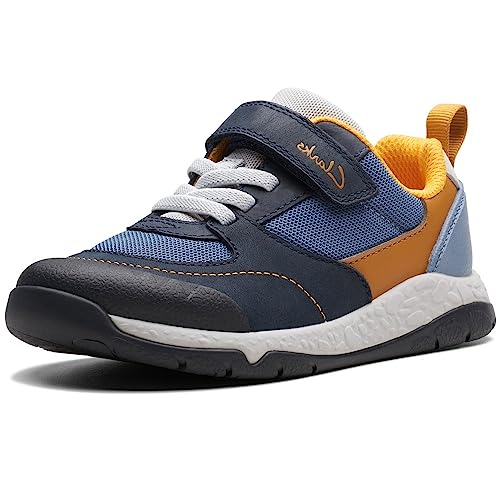 Clarks SteggyStride K Sneaker, Navy Combi, 29.5 EU