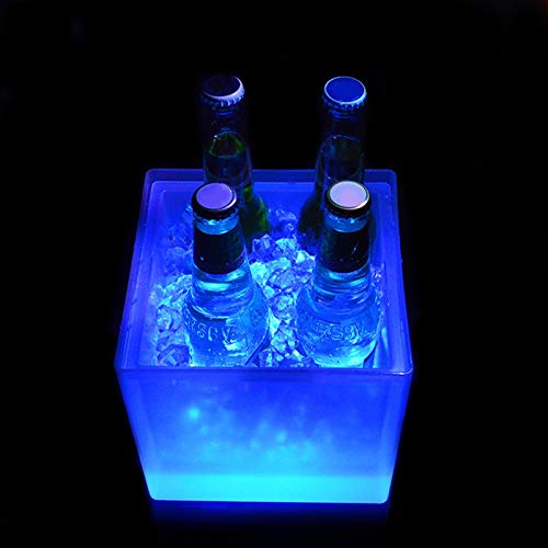 ijsemmer LED Ice Bucket Kleurrijke Dubbellaags Vierkante Bar Bier Ice Bucket Multi-Color Changing Duurzame Ijs Wijn Bucket 5L voor Bar (Color : Double Champagne Buc) - Image 7