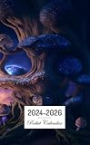  Pocket Calendar 2024-2026: Two-Year Monthly Planner for Purse , 36 Months from January 2024 to December 2026  Alien tree  Glowing galaxies  Moon on sky  Fantasy art  3D rendering
