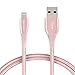 Price comparison product image Amazon Basics Double Nylon Braided USB A Cable with Lightning Connector, Premium Collection - 3 Feet (0.9 Meters) - Rose Gold
