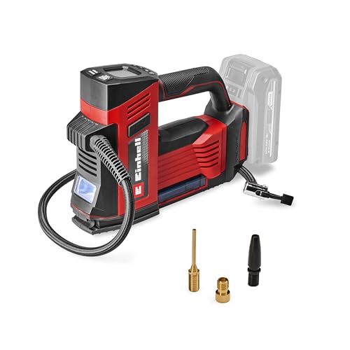 Einhell Compresseur sans fil CE-CC 18/23 D Li-Solo Power X-Change (18 V, 11 bars max, manomètre avec écran LCD, fonction d’arrêt automatique, sans batterie)