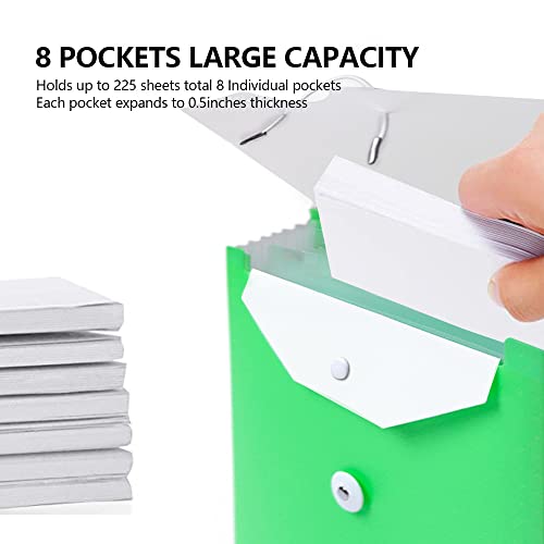 Credibility 2 pacotes de pasta de arquivo sanfonada vertical expansível com 8 bolsos, bolsa organiza