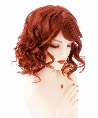 Bestung BST0001 Short Red Wigs For Women Layered Natural Synthetic Curly Red Bob Hair Wig Full Head Halloween Costume Cosplay Wig thumb #1