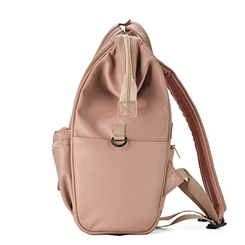 Kah&Kee Leather Backpack for Women and Men 15-inch Laptop Bag | Teacher Professional, Diaper Bag Backpack, Ideal for Work, School, Nurse, College & Travel (Tan Pink II, Medium)4