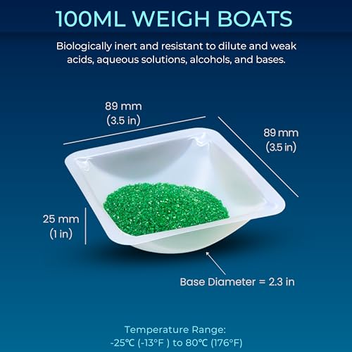 weigh boats medium 100ml 125 pack disposable plastic trays for scale anti-static square tray weighing dishes polystyrene lab dish for powder weight mixing epoxy food sample container pour boat