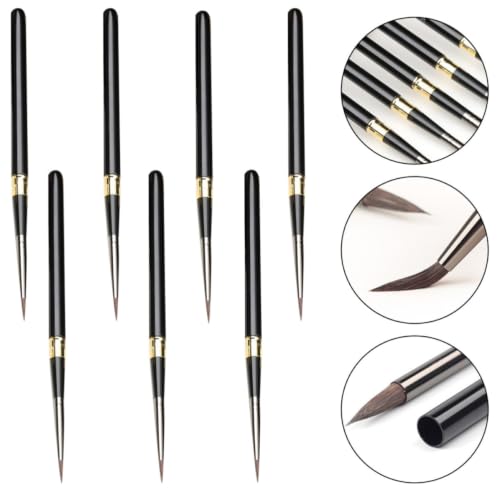 Pinceles de cerdas naturales resistentes y mango metálico desmontable set de 7 8