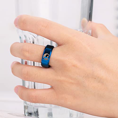 Meiling Lingmei 8Mm Mens Ring Tungsten Rings For Men Blue Wedding Bands Couple Ring Domed Promise Rings For Men Brushed Finish Comfort Fit Size 12 #TOP3
