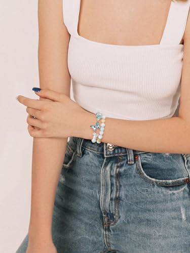 CrystalTears Crystal Butterfly Bracelets for Women Natural Healing Gemstone Beaded Bracelet Stone Layered Bracelet Crystal Jewellry Gifts Women Girls Birthday Christmas - Image 4