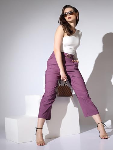 Image of Leriya Fashion Women's Ankle Fit High Rise Trousers High-Waisted Pant| Korean Trousers
