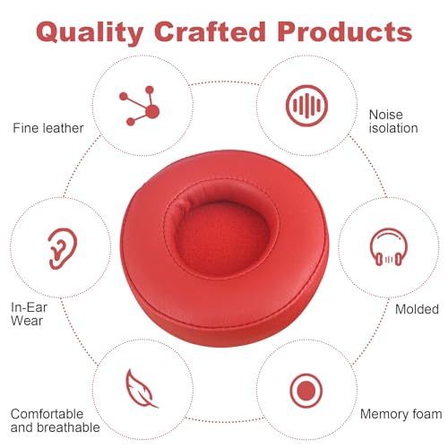 Alitutumao Replacement Earpads Ear Cushions Ear Cups para Beats by Dr Dre Pro Detox Wireless Headphones, Almohadillas de Espuma de Memoria (Rojo) miniatura 3