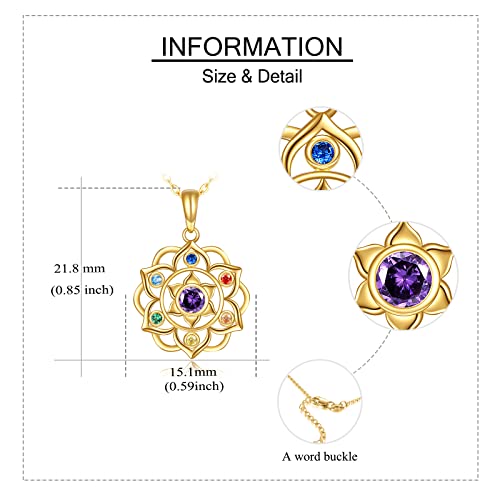ELFRONT 14K Solid Gold Lotus Chakra Necklace Pendant for Women Real Gold Yoga Lotus Flower Necklace Promise Anniversary Birthday Gifts Jewelry for Women Wife 5