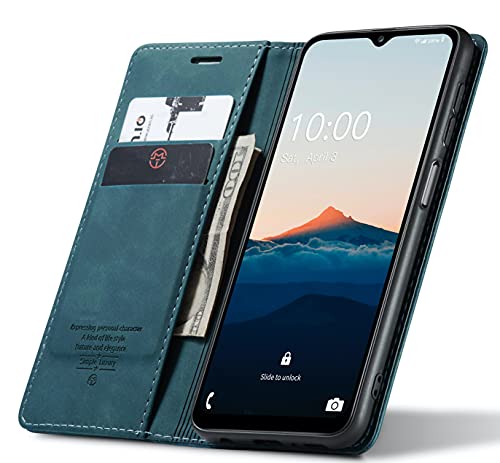 Image of BOUNCEBACK Faux Leather Flip Flap Back Stand Case /Cover For Samsung Galaxy M42 - Cool Blue