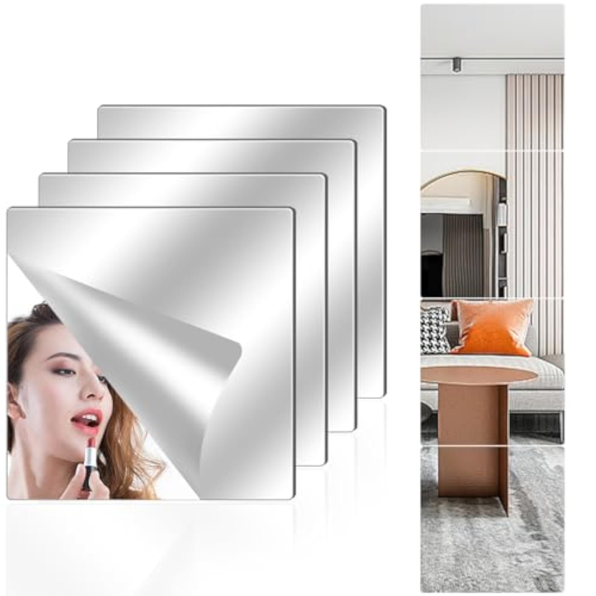 4 Pack Acrylic Mirror Tiles for Wall Decor