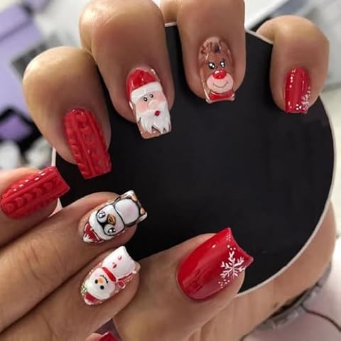 Medium Square Christmas Fake Nails by EONFAVE Cover