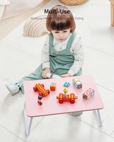 Image of FISYOD Foldable Lap Desk, Laptop Bed Desk, Portable Bed Table, Laptop Stand for Bed & Couch, Lightweight & Mini - Pink