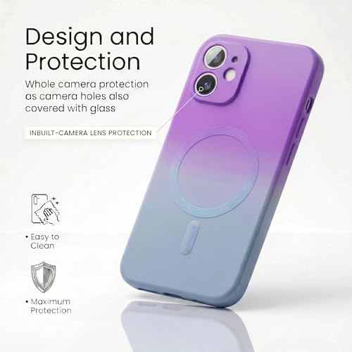 Image of amazon basics Gradient Mag-Safe Case for iPhone 11 | Soft Silicone Shockproof Cover with Camera Protection | Slim Lightweight Design | Smooth Touch & Durable - Purple & Gray