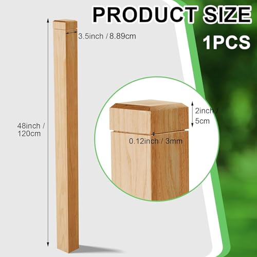 Image of CroBlissful 3.5 inch x 3.5 inch x 48 inch Solid Red Oak Stair Newel Post with a Single Groove Notched Newel Wood Balusters for Staircase Interior Railing Newels for Stair Handrails