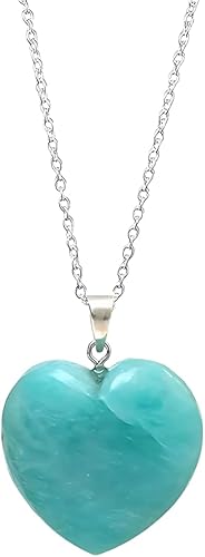 Gempires Love - Collar con colgante de cristal de corazón para mujer, chapado en plata, cadena ajustable de 18 + 2 pulgadas