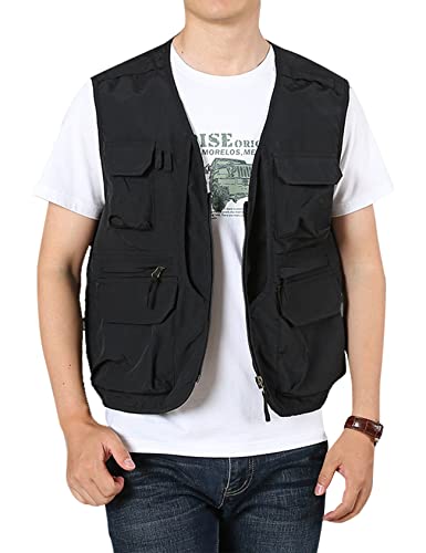 Yimoon Men’s Utility Fishing Vest Outdoor Travel Safari Photo Cargo Vest(Black-S) #TOP8