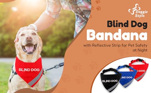 Doggie Stylz Bandana refletiva para cães cegos – Equipamento de segurança de alta visibilidade, perf
