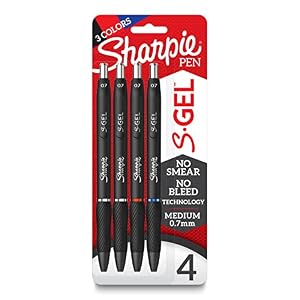 Sharpie S-Gel, Gel Pens, Medium Point (0.7mm), Assorted Colors, 4 Count