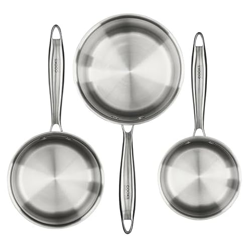 Cooks Professional 3 Piece Tri-Ply Saucepan Set with Tempered Glass Lids | 14, 16 & 18cm Aluminum & Stainless-Steel Cooking Pans | Compatible with All Hobs Inc Induction & Oven Safe - Image 6