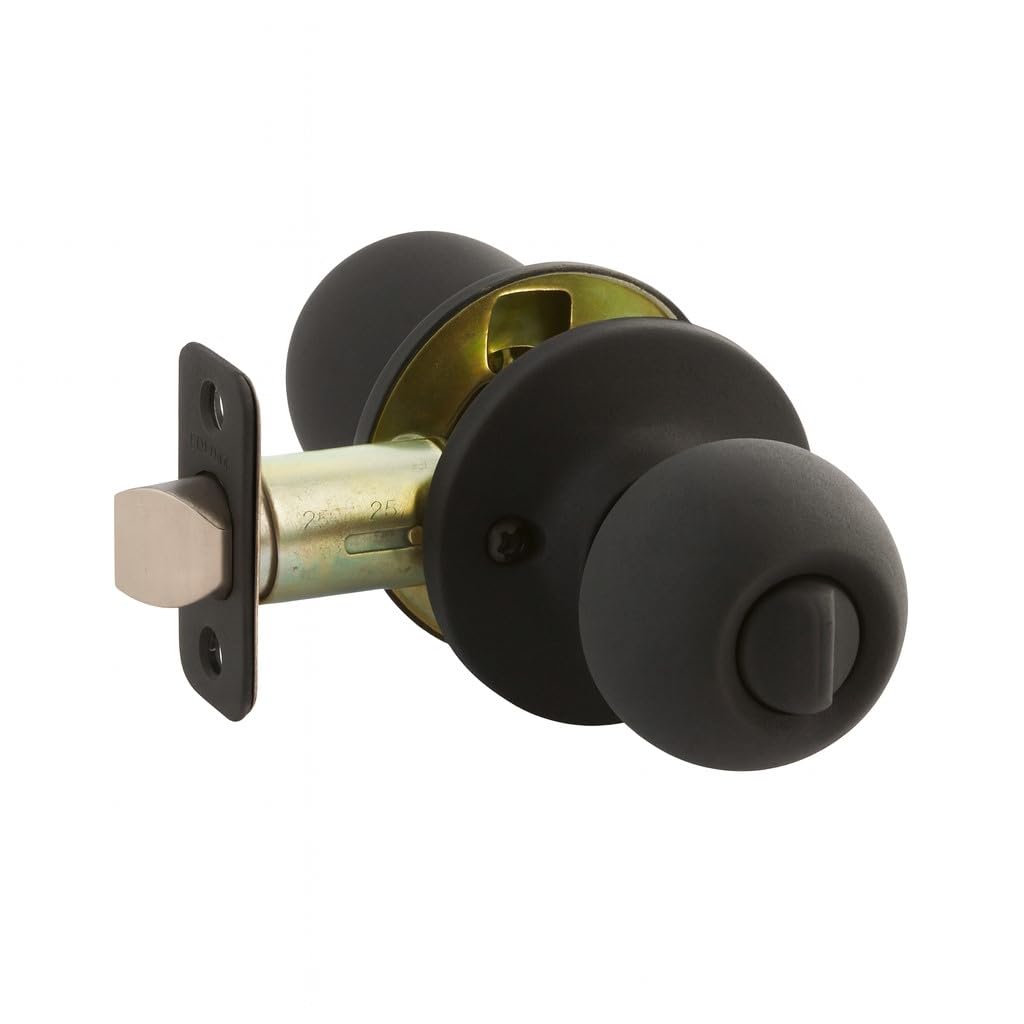 Callan by Delaney Hardware Fairfield Privacy Door Knob, Fits Doors 1-⅜ inch to 1 inch Thick, Black – Reversible Left/Right-Handed Bed & Bathroom