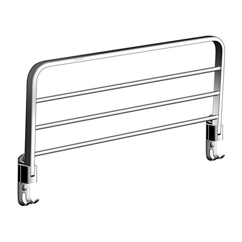 Baño de soporte de la rejilla de toalla, un solo capa de pared de acero inoxidable de acero inoxidable 90 riel de toalla plegable con ganchos, estante de almacenamiento con 3 barras de toalla de 70 cm