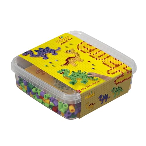 Hama 8742 - Maxi Perlas y placa de dinosaurio en caja