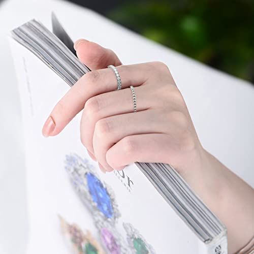 Opfiv 6Pcs 14K Gold Plated Stacking Rings For Women Teen Cubic Zirconia Wave Stackable Thin Gold Ring Plain Statement Band Promise Eternity Bands Ring Comfort Fit Size 6-9 (Silver, 5) #TOP4