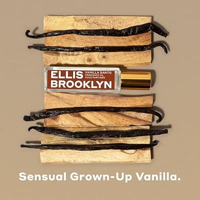 Ellis Brooklyn VANILLA SANTO Perfume Oil Roll-On for Women Sensual Grown-Up Vanilla Fragrance Woody & Smoky Perfume with Palo Santo, Cedarwood & Myrrh Travel-Friendly Rollerball, 15ml
