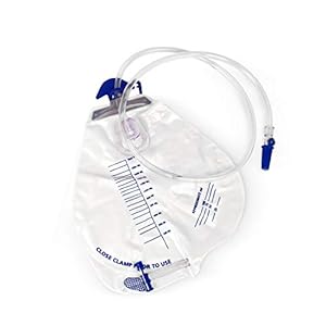 BodyHealt Urinary Drainage Bag with Anti-Reflux Chamber, 2000 mL Vinyl with 48″ Drainage (2 Pack)
