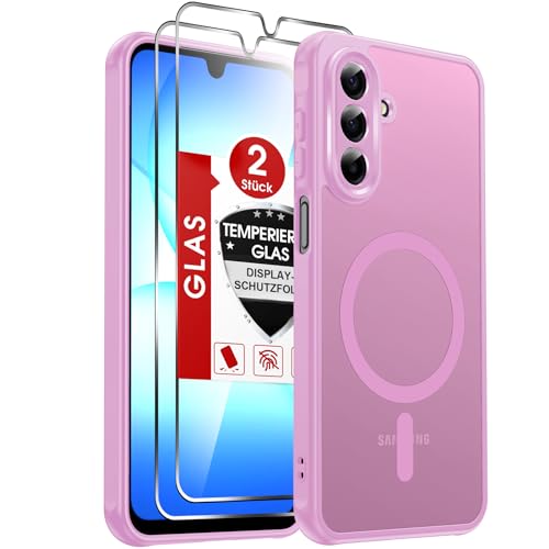LeYi Handyhülle für Samsung Galaxy A17 4G / 5G Hülle für Panzerglas 2X mit Magsafe Kameraschutz Ultra Dünn, Slim Magnetisch Schutzhülle, Matt Transluzent Phone Case A 17 5 G 256gb - Rosa