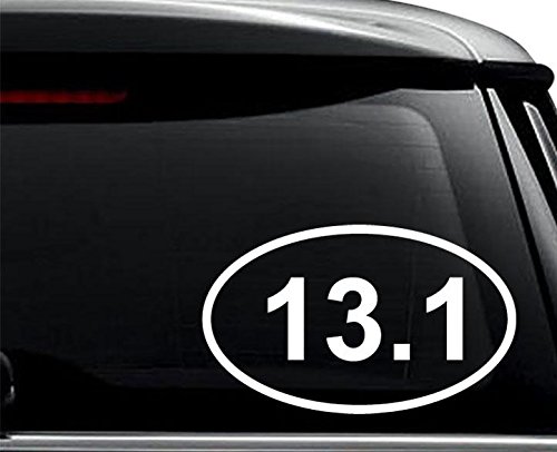 13.1 Km Half Marathon Runner Decal Sticker for Use On Laptop, Helmet, Car, Truck, Motorcycle, Windows, Bumper, Wall, and Decor Size- [6 inch] / [15 cm] Wide/Color- Gloss White