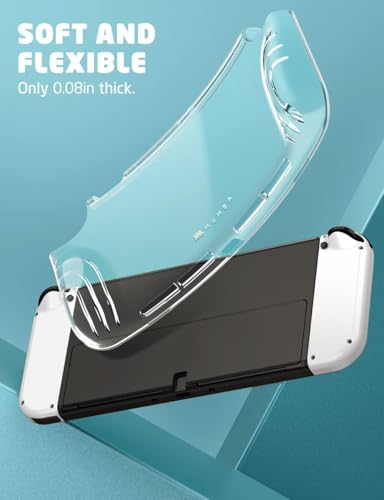 Image of mumba Case for Nintendo Switch OLED 2021, [Thunderbolt Series] Protective Clear Cover with TPU Grip Compatible with Nintendo New Switch OLED 7 Inch Console and Joy-Con Controller (Clear)