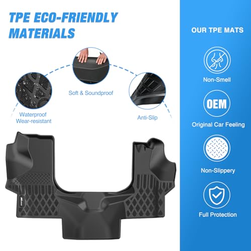 Image of Nilight TPE Floor Mats for Chevy Express GMC Savana 1500 2500 3500 | 2015 2016 2017 2018 2019 2020 2021 2022 2023 2024 2025 All Weather Custom Fit Heavy Duty Floor Liners