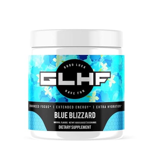 Good Luck Have Fun GLHF Gamer Energy Nootropic Drink Mix - Energy and Focus Supplement Powder for Increased Performance & Endurance (Blue Blizzard)