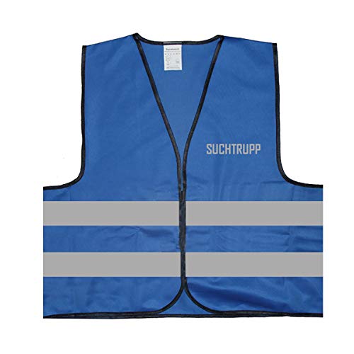 Mister Warnwesto Warnweste - Signalweste - SUCHTRUPP - Warnweste mit reflektierendem Aufdruck - Größe XXL / 3XL, Blau