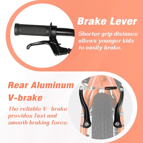 Image of 12 14 16 18 Inch Kids Bike BMX Style Bicycle with Training Wheels Coaster Brake for 2-10 Years Old Toddlers Boys Girls Multiple Colors