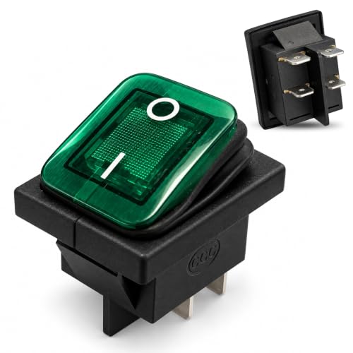 Interruptor Basculante DPST ON/OFF 4 pin, Luz Verde, 1 Unidad